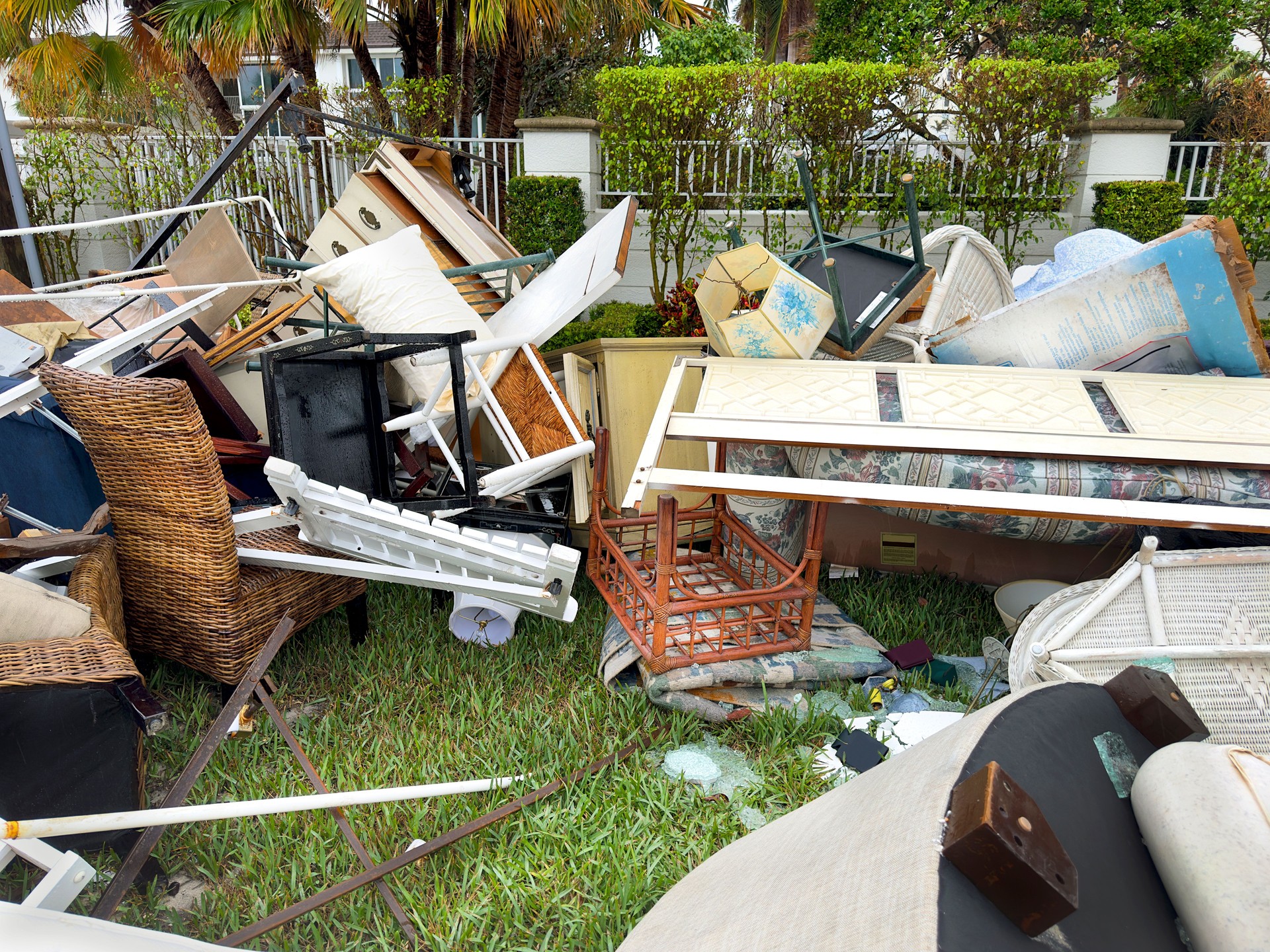 Residential area with thrown out household items